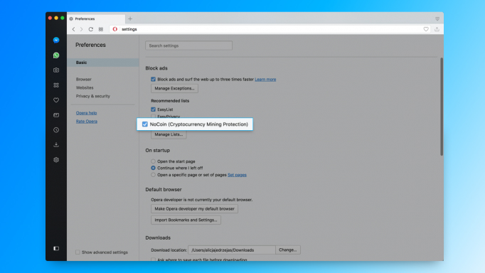 Opera 50 Beta RC Brings Cryptocurrency Mining Protection, VR360 Support
