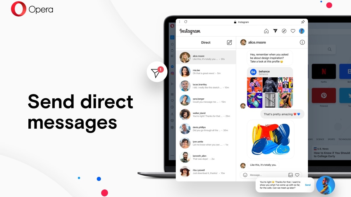 opera instagram direct messages image Opera