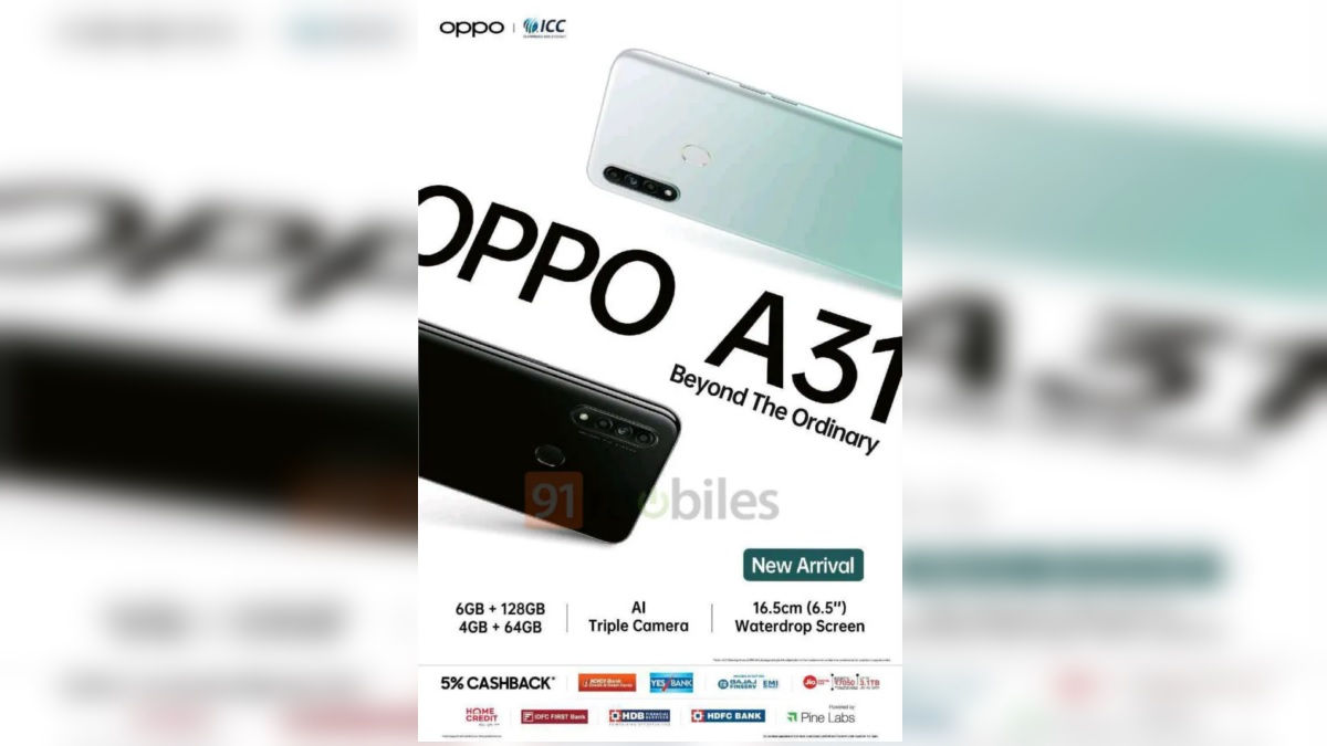 Oppo A31 Tipped to Launch in India Next Week, Sale Offers Tipped