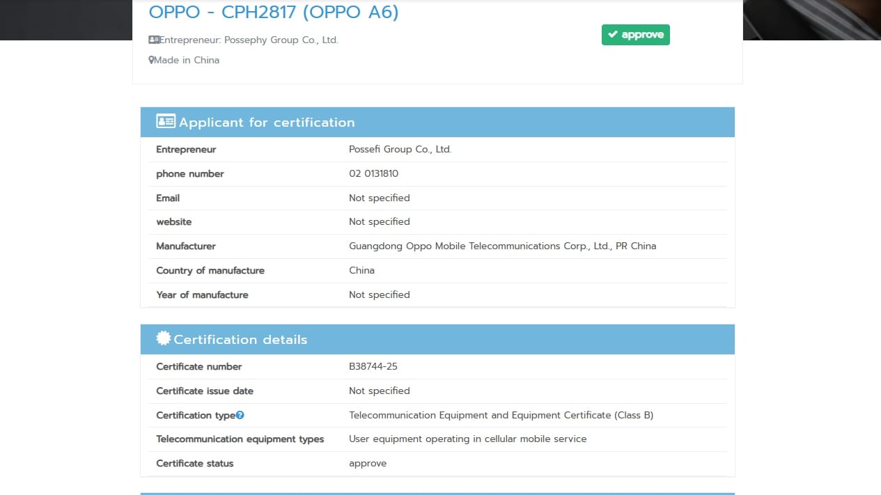 oppo a6 nbtc Oppo A6 4G