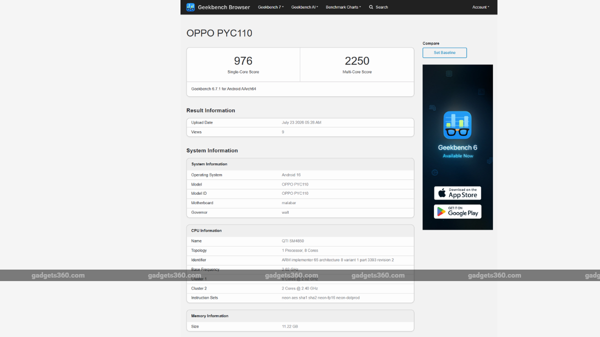 oppo a7 pro max geekbench inline Oppo A7 Pro Max