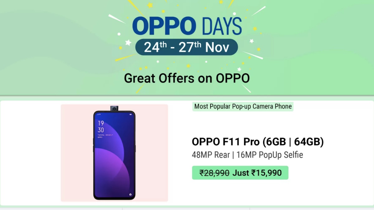 Oppo Days Sale Brings Discounts on Oppo F11 Pro, Oppo F11, Oppo F9, and More; Exchange Offers Also in Tow