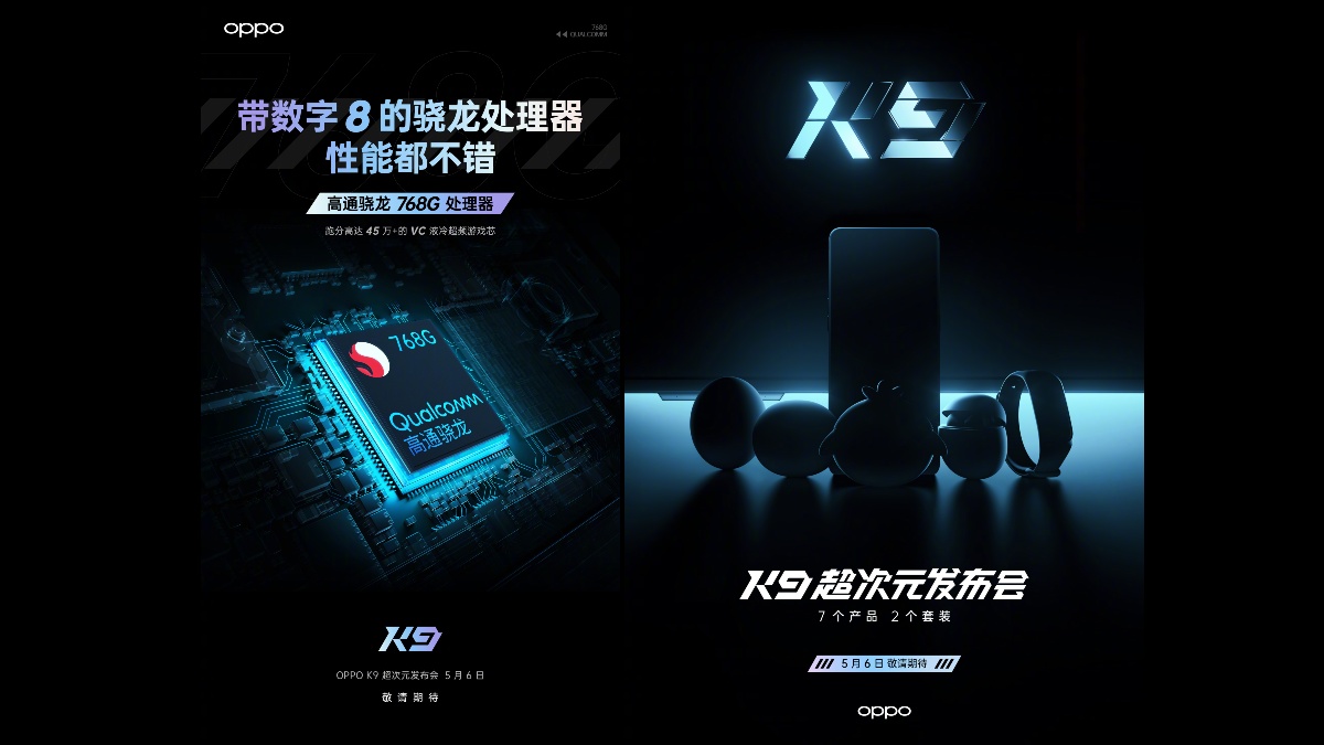 Oppo K9 5G to Launch With Qualcomm Snapdragon 768G SoC, Smart Band and TWS Earphones Teased