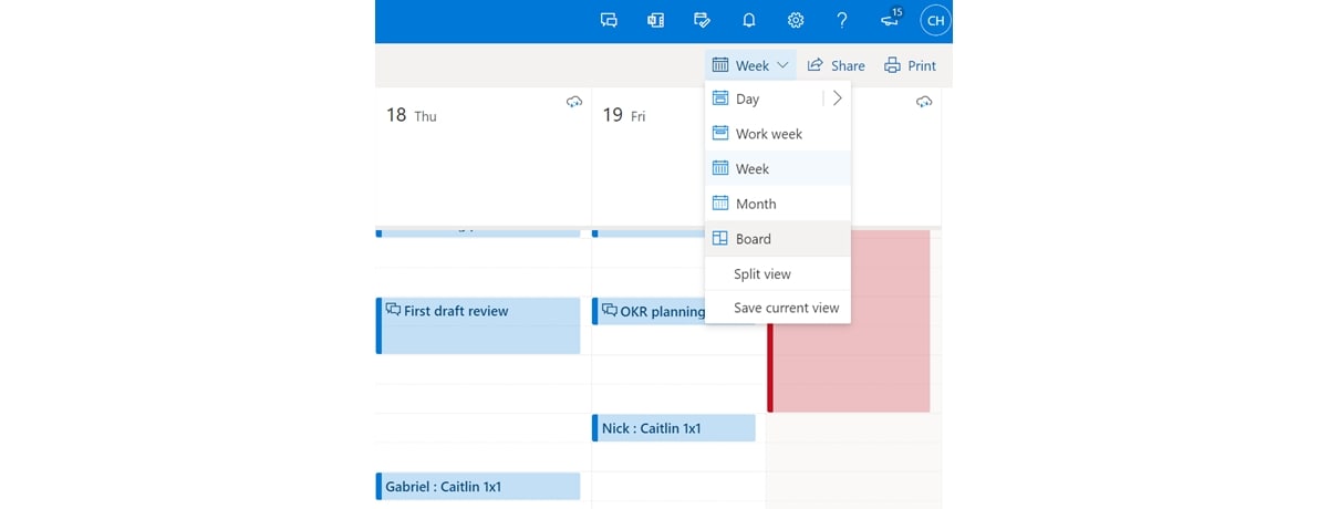 outlook calendar board view switch microsoft microsoft