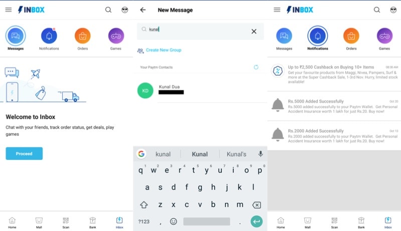 paytm inbox screens paytm