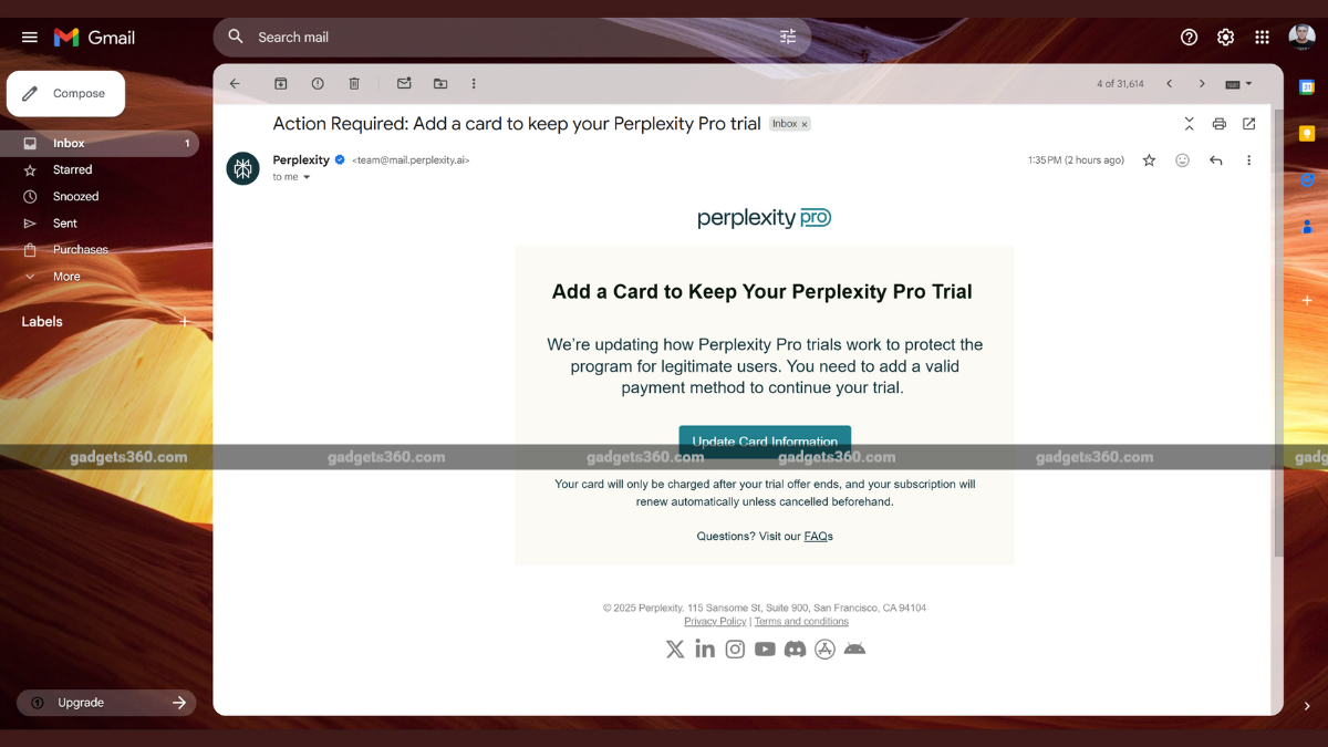 perplexity card requirement inline Perplexity Pro free trial email