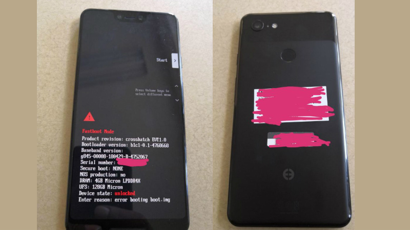 Google Pixel 3 XL Prototype Image Leak Tips Dual Front Cameras, Glass Back