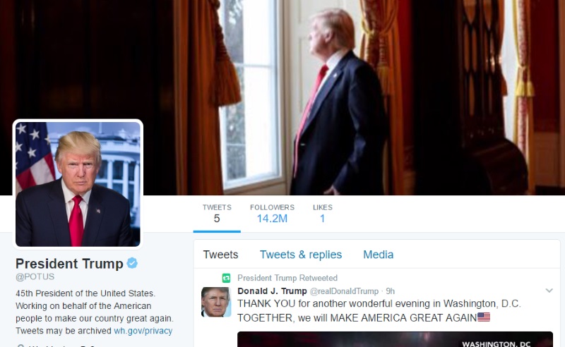 Donald Trump Takes Control of @POTUS Twitter Handle