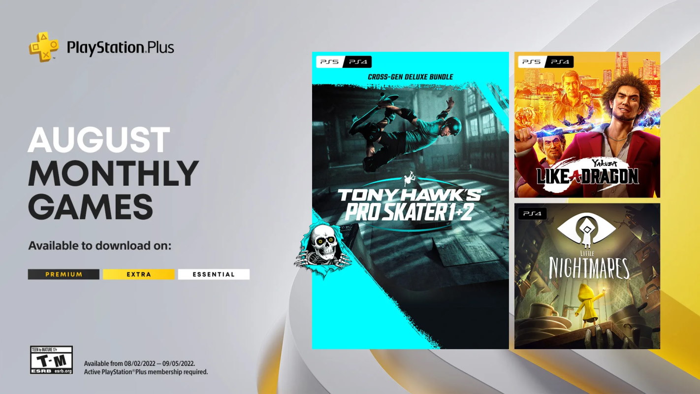 PlayStation Plus August 2022 Free Games Include Yakuza: Like a Dragon, Tony Hawk&rsquo;s Pro Skater 1+2, Little Nightmares