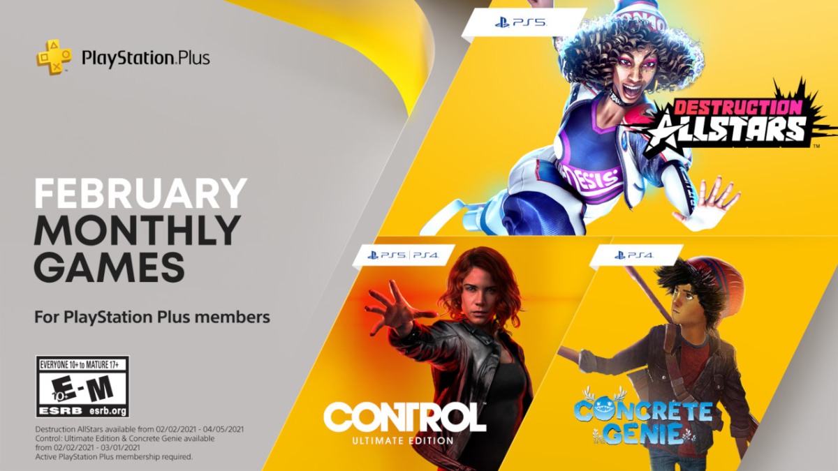 PlayStation Plus Free Games Announced for February &ndash; Control: Ultimate Edition, Concrete Genie, Destruction AllStars