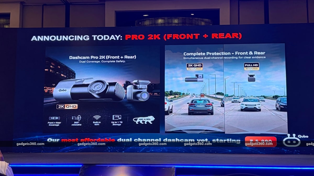 Qubo Dashcam Pro 2K With Front, Rear Cameras Launched in India; Company Showcases AI Smart Home Portfolio
