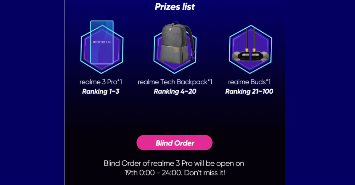 Realme 3 Pro ‘Blind Order’ Pre-Bookings Now Live in India