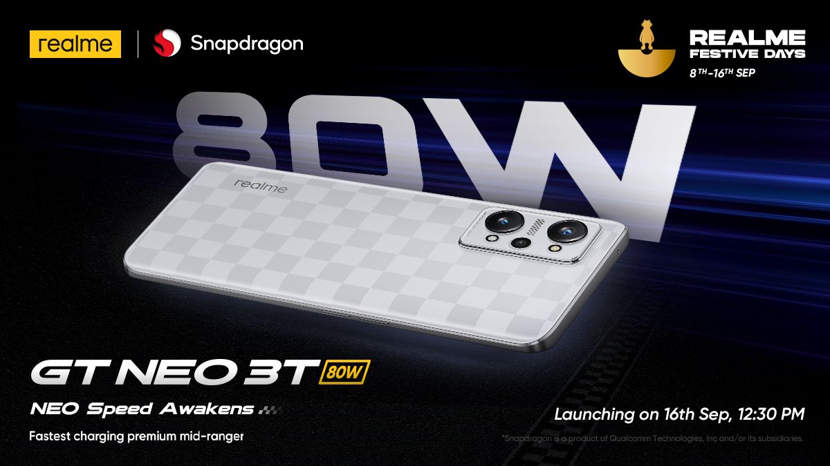 Realme GT Neo 3T Will Launch in India on September 16 With a Qualcomm Snapdragon 870 SoC: All Details