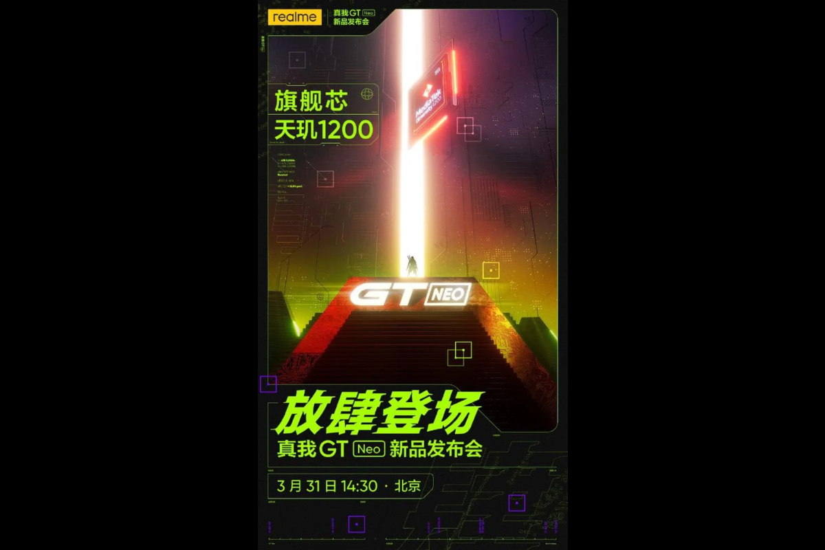 Realme GT Neo to Launch on March 31, Dimensity 1200 SoC Teased