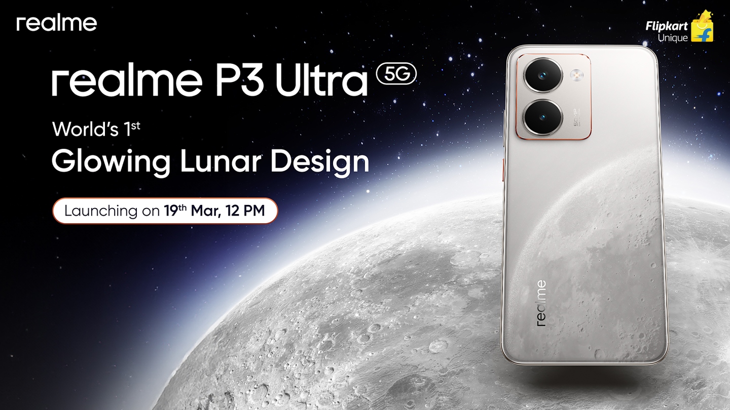 Realme P3 Ultra 5G Teased to Get Glow-in-the-Dark Lunar Design, Two Colour Options