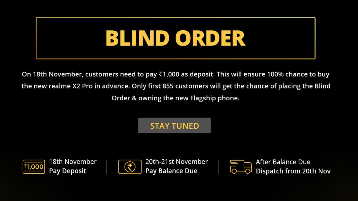 Realme X2 Pro Blind Order Sale to Take Place on November 18, Company Reveals