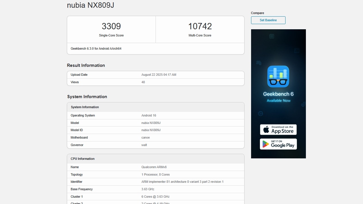 redmagic 11 pro geekbench Red Magic 11 Pro