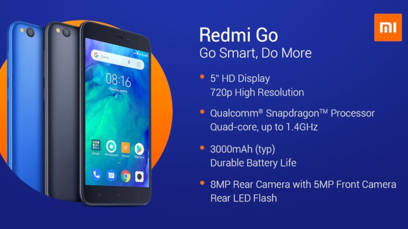 Redmi Go With 5-Inch HD Screen, 3,000mAh Battery Goes Official: Specifications