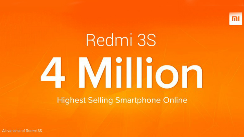 Redmi 3S 'Highest Selling Smartphone Online' in India, Xiaomi Claims