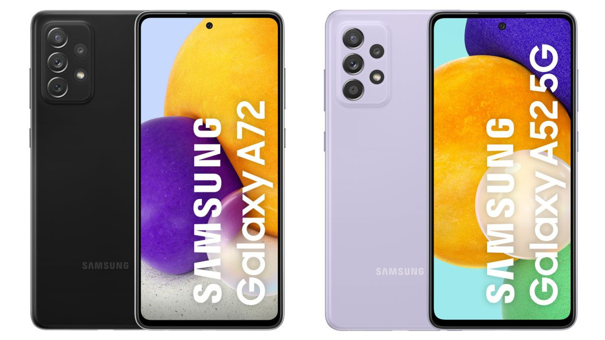 Samsung Galaxy A72, Samsung Galaxy A52 Marketing Material Tips Colour Options, Specifications, Differences