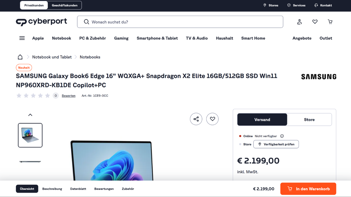 samsung galaxy book 6 edge listing cyberport inline Samsung Galaxy Book 6 Edge