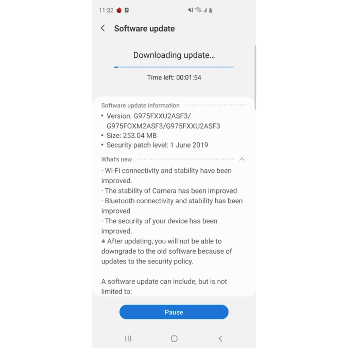 samsung galaxy s10 plus update screenshot Samsung Galaxy S10 Plus