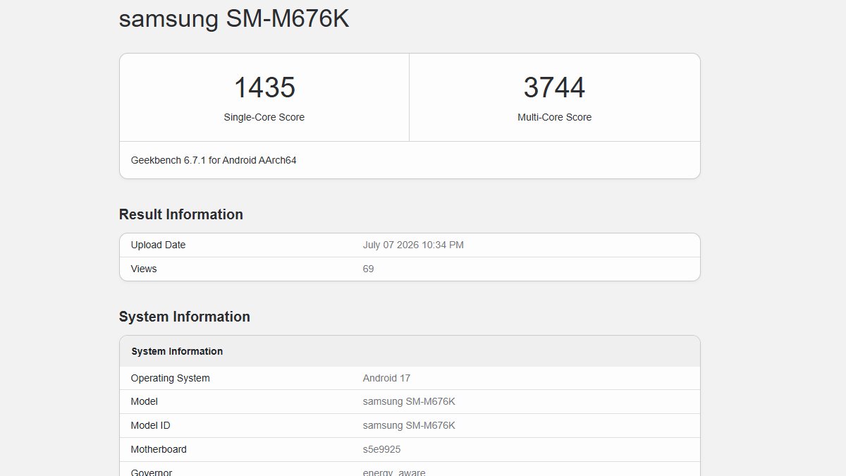 samsung sm m676k geekbench Samsung Galaxy M67