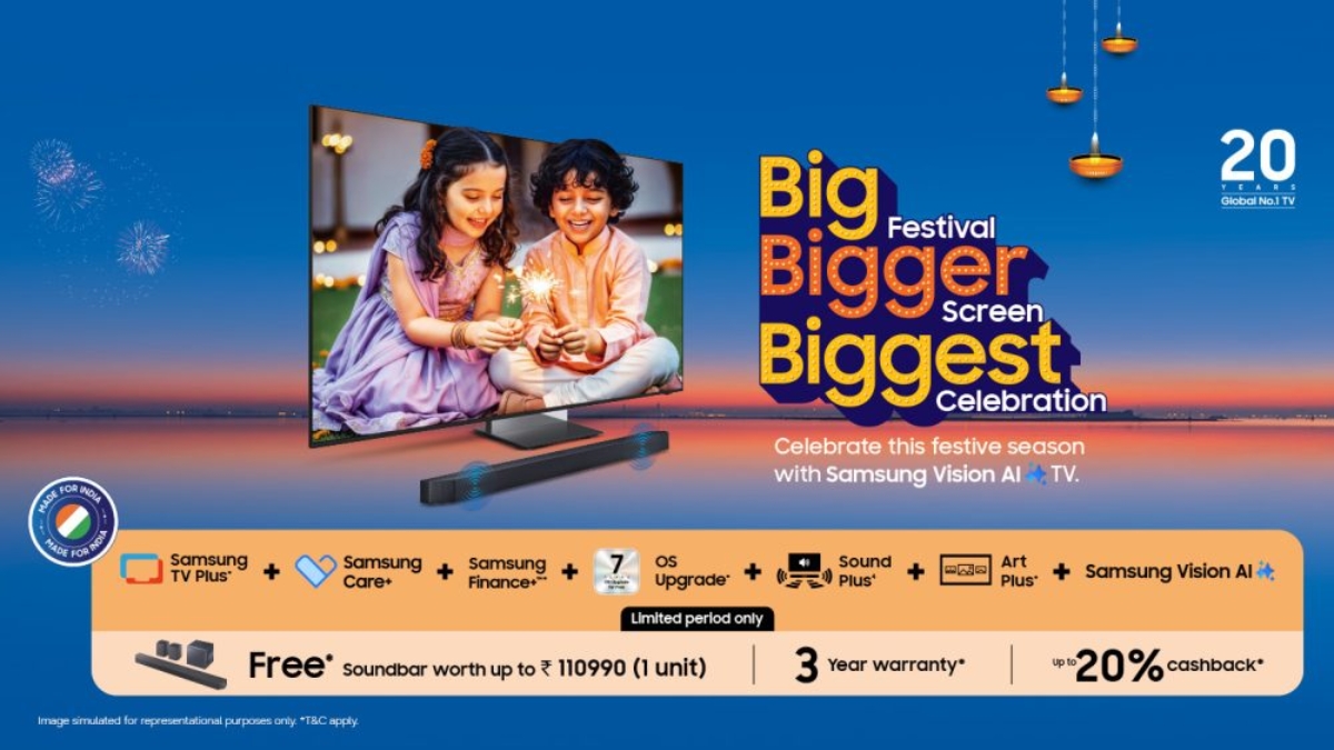 Samsung Announces Festive Offers on Vision AI TVs in India With Free Soundbars, Cashback Benefits