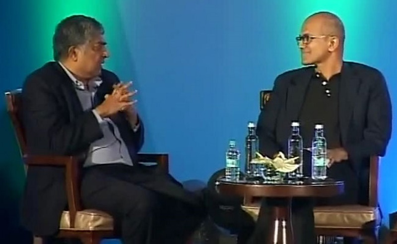 Satya Nadella and Nandan Nilekani Talk Aadhaar, India Stack, AI, and AR