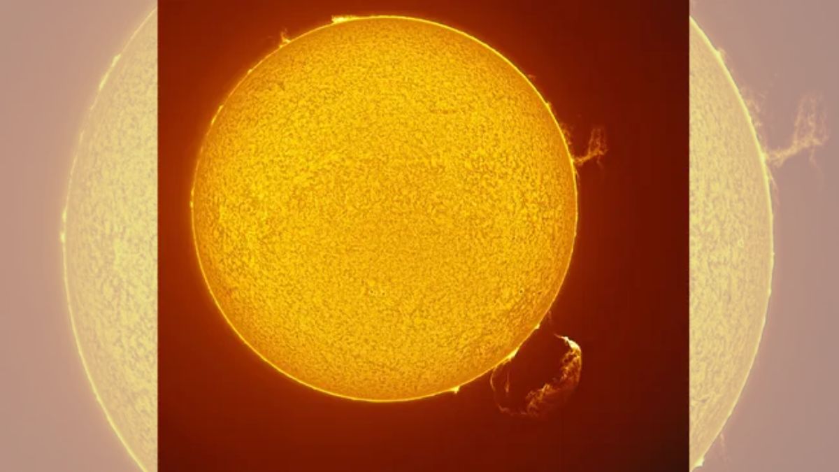 Researcher Photographs Giant Solar Tornado and Massive Plasma Eruption at the Same Time
