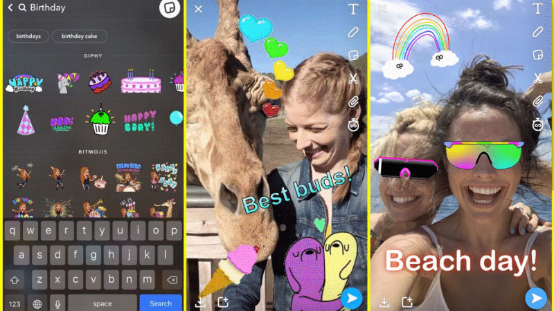 Snapchat Adds GIF Stickers From Giphy, Introduces Stories and Discover Tabs