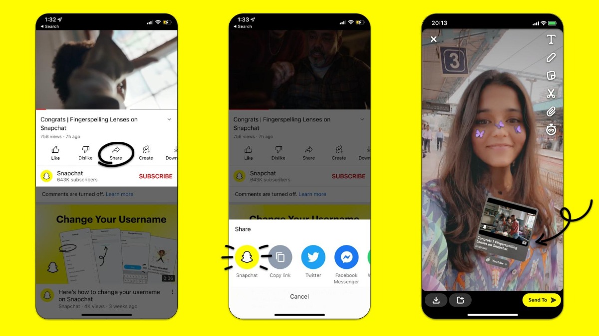 Snapchat Users Can Now Share Videos Directly From YouTube App on Android, iOS