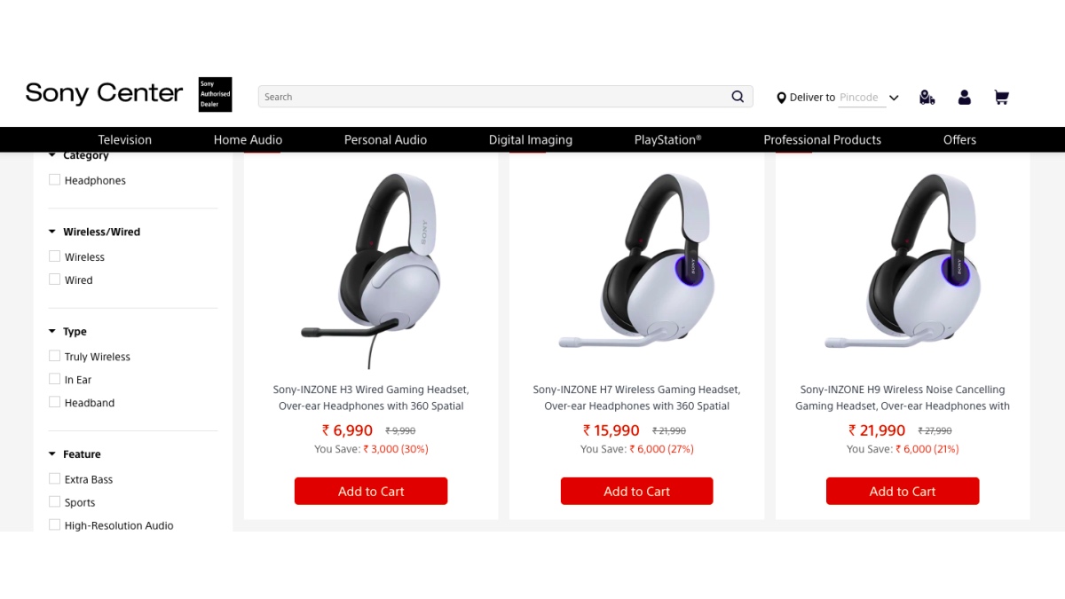 Sony Inzone Gaming Headphones Quietly Listed on Official Online Store in India: Price, Specifications