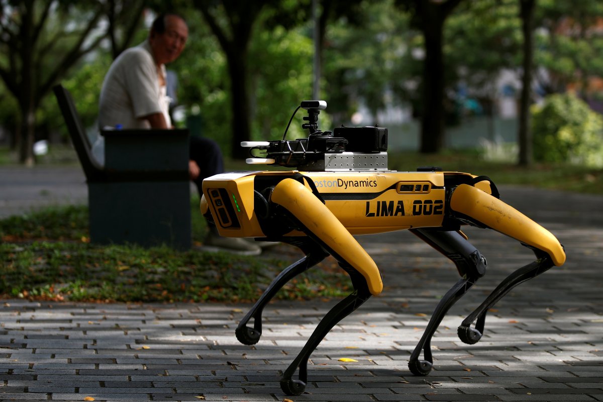 Coronavirus: Robot Dog on Park Patrol in Singapore