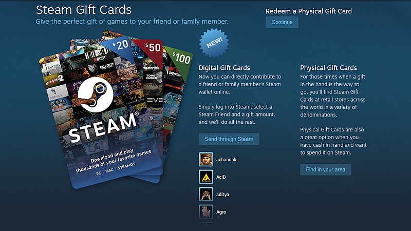 Steam Digital Gift Cards Finally Launched