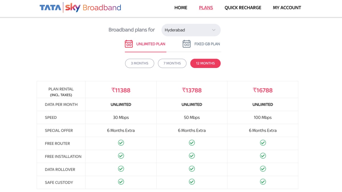 Tata Sky Broadband Offering Up to 6 Months of Extra Usage on 12-Month Plans