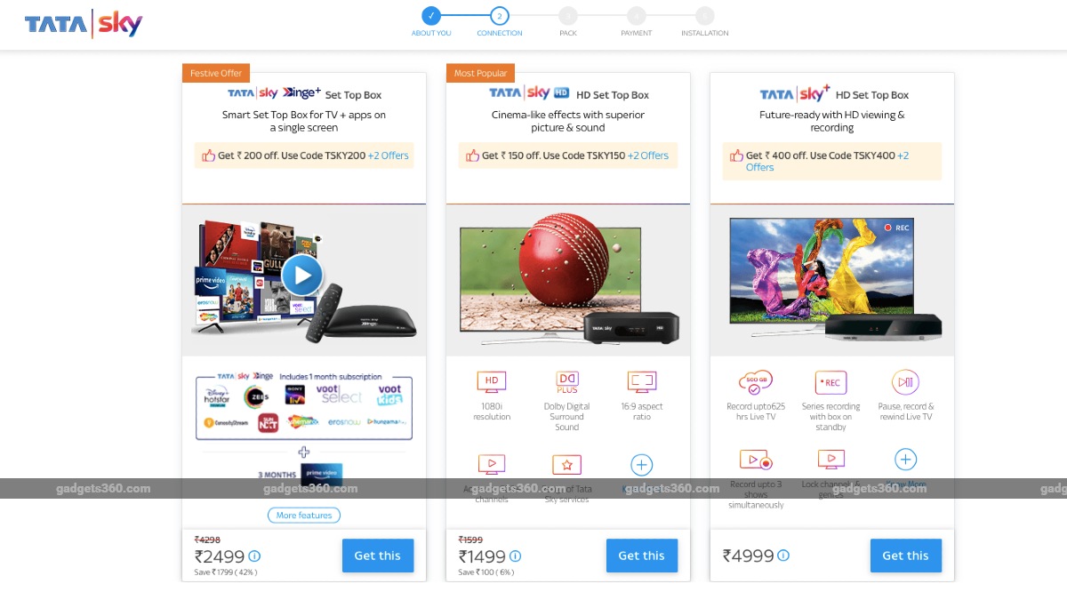 Tata Sky Binge+, Tata Sky+ HD, Tata Sky HD Set-Top Boxes Get Discounts of Up to Rs. 400