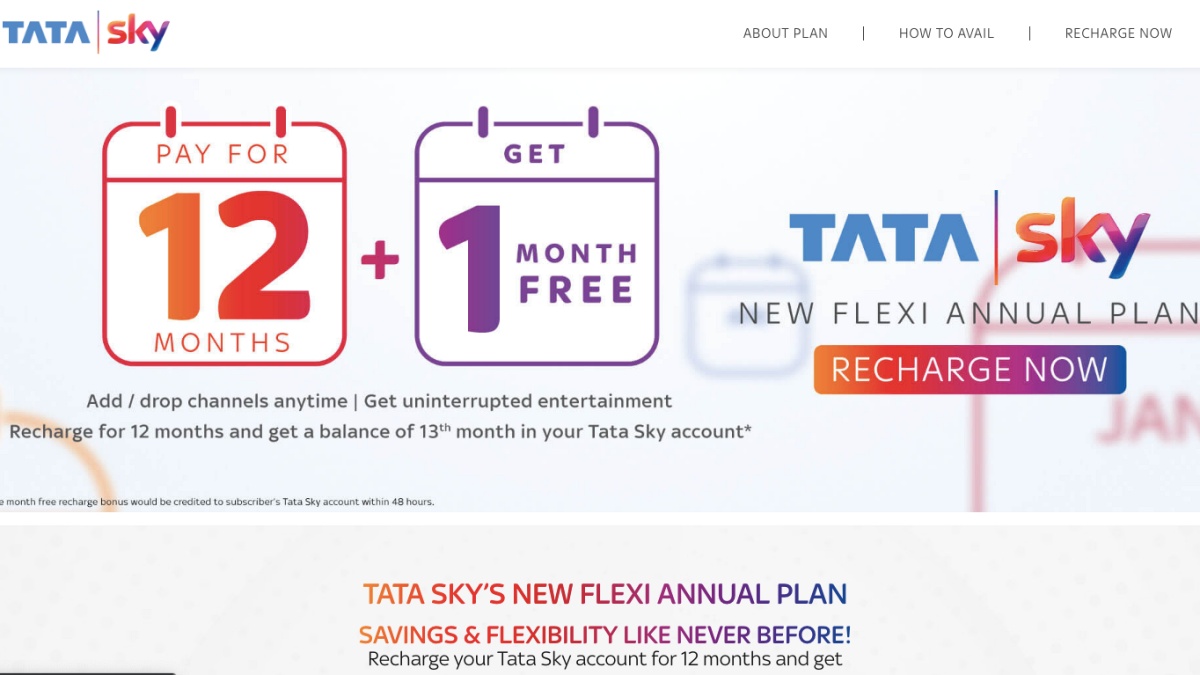 Tata Sky New Flexi Annual Plan Launched With One-Month Free Subscription, Other Offers