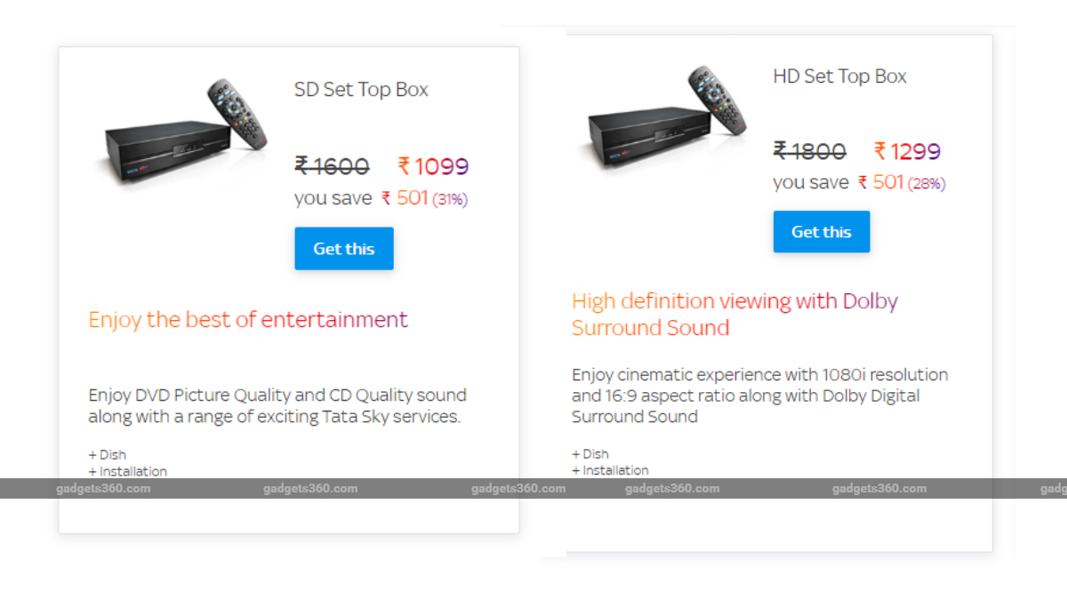 Tata Sky HD, SD Set-Top Box Price in India Cut Again, Now Starts at Rs. 1,099