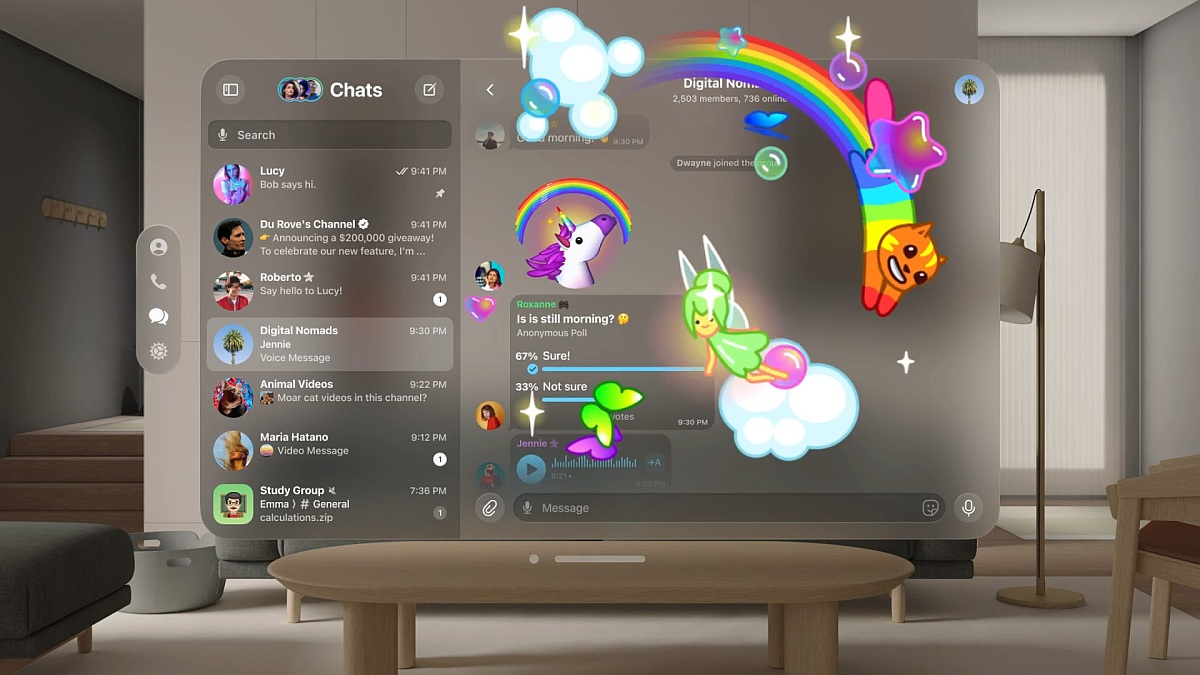 Telegram Founder Teases visionOS App With Translucent Design for Apple Vision Pro: All You Need to Know