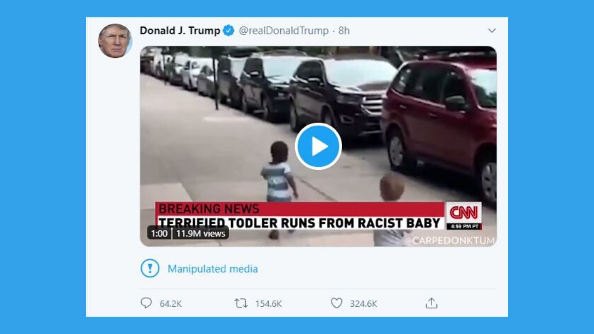 Twitter Labels Trump's Tweet as 'Manipulated Media'