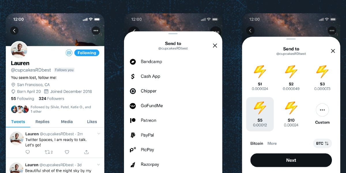 Twitter Adds Recording and Replay to Spaces, Expands Tipping Worldwide, Adds Bitcoin Tips