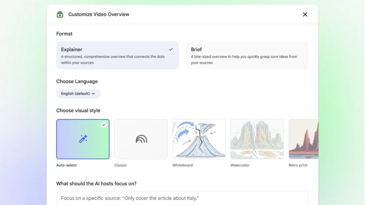video overviews customisation google Google