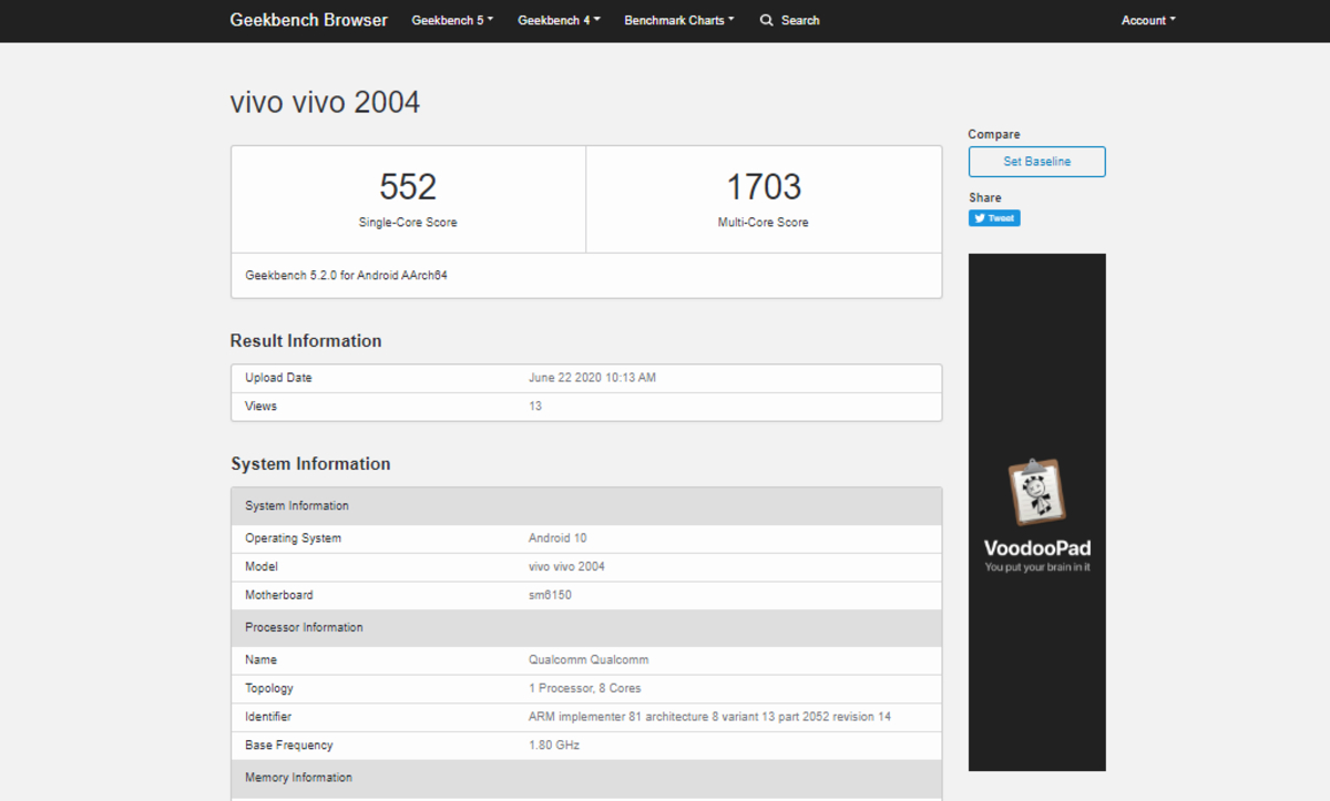 Vivo '2004' Phone Spotted on Geekbench With Snapdragon 675 SoC, 8GB RAM