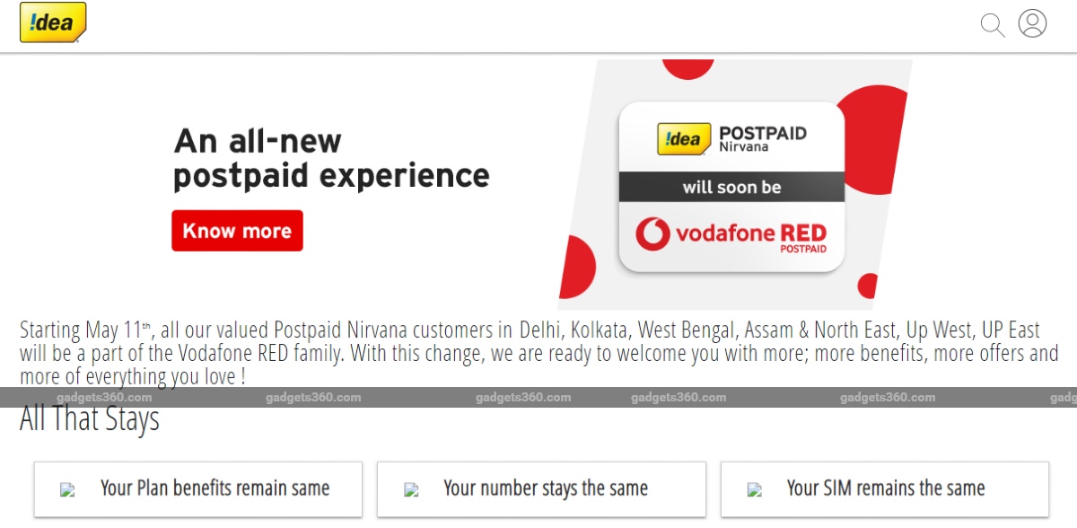 Idea Nirvana Postpaid to Become Vodafone RED Postpaid in Eight Telecom Circles Starting May 11