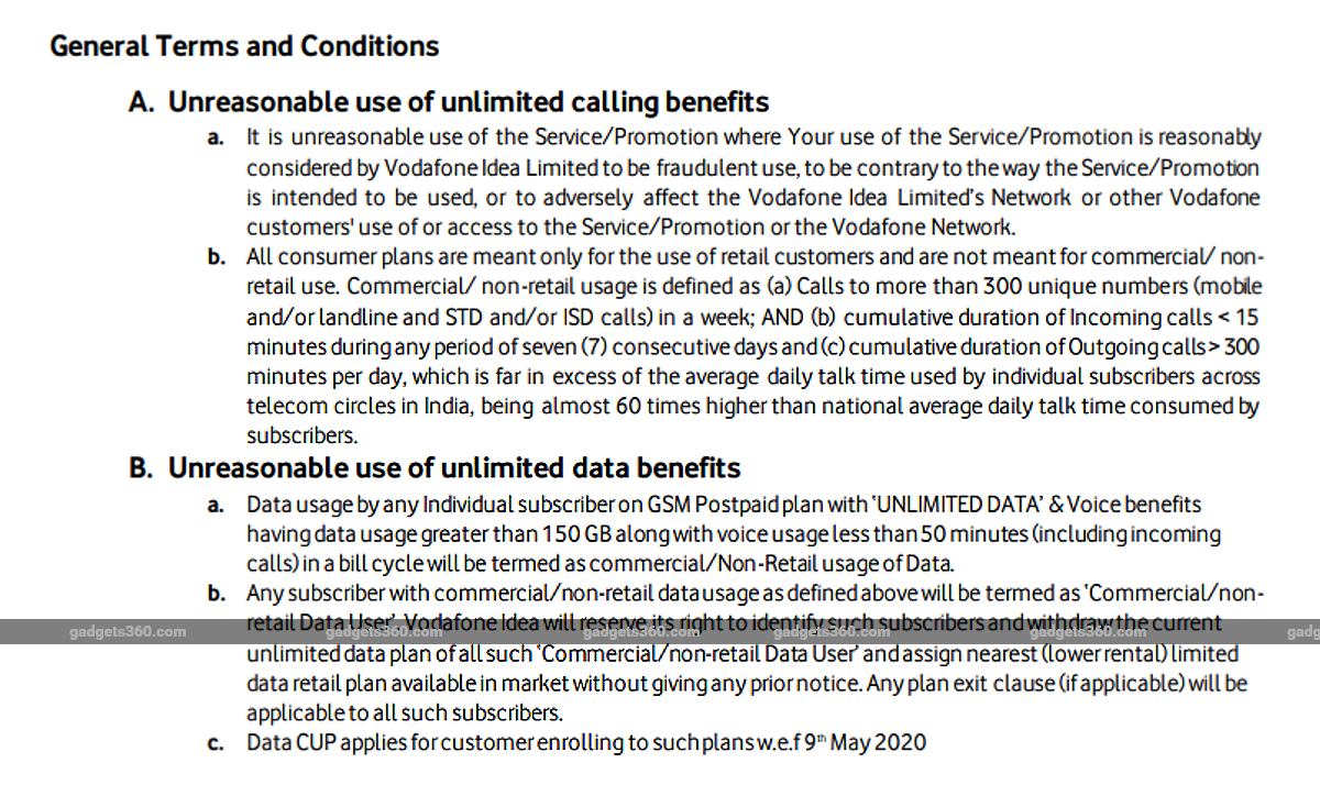 Vodafone Restricts Commercial Use of Unlimited RedX Postpaid Plan, Announces Rs. 3,000 Fine