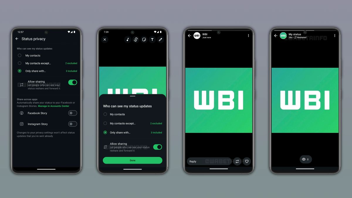 wabetainfo status update resharing whatsapp WhatsApp