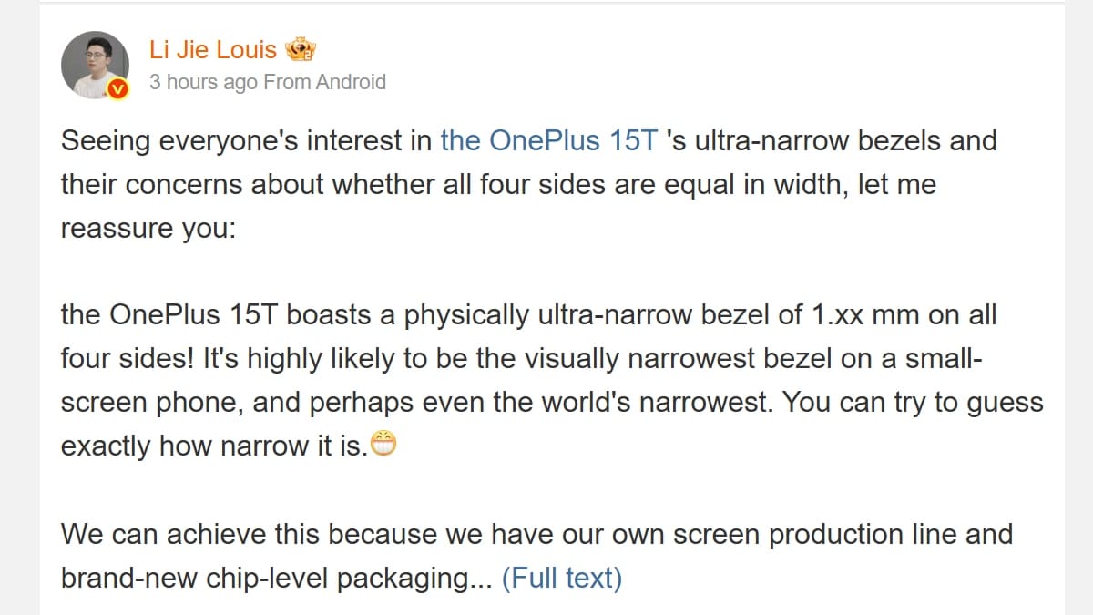 weibo oneplus OnePlus 15T