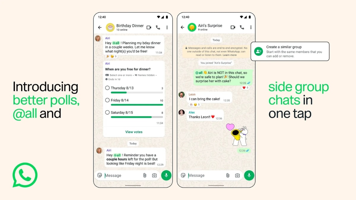 WhatsApp Rolling Out Poll Deadlines, Smarter Mentions and New Group Chat Creation Features