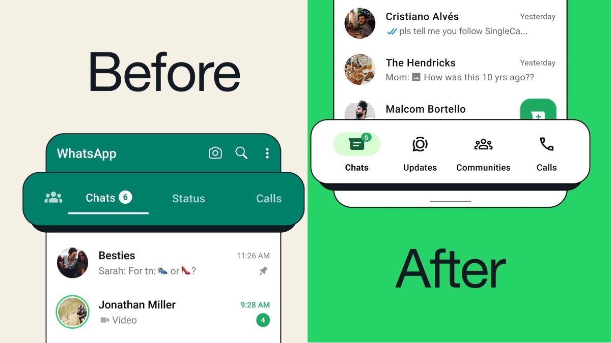WhatsApp Rolls Out Bottom Navigation Tabs to All Android Smartphones